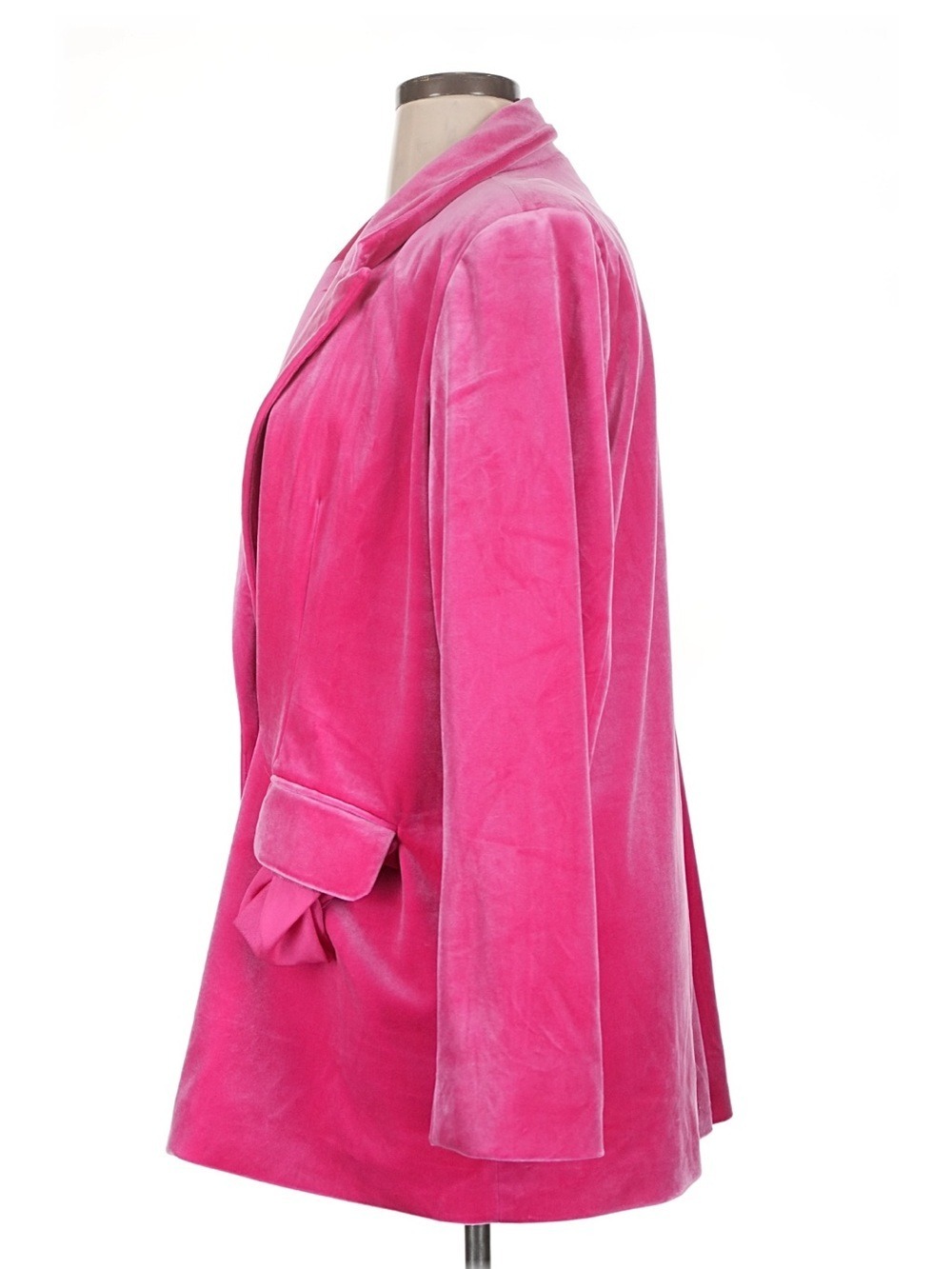 Good American Bright Pink Velvet Double-Breasted Blazer - Picture 4 of 5